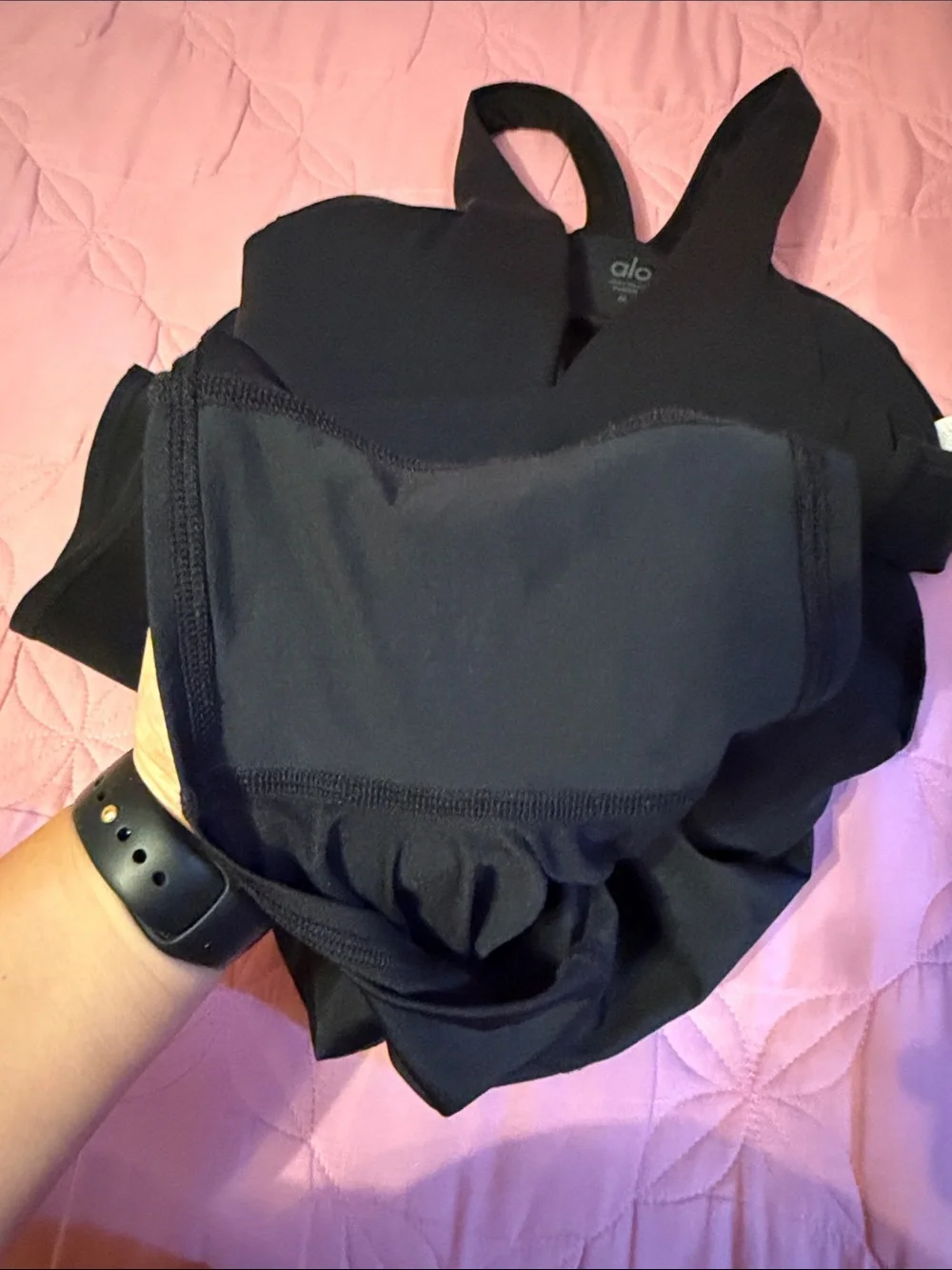 ALO Yoga Black Strappy A-Line Mini Dress